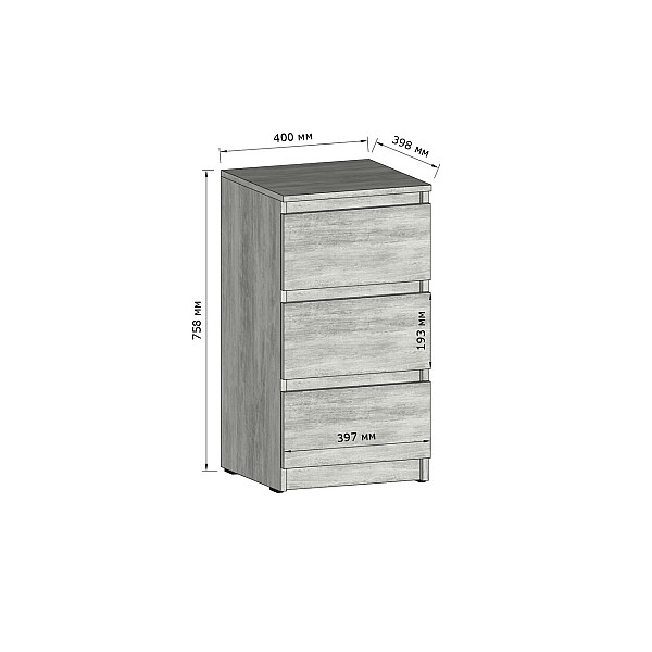 Приліжкова тумба на 3 шухляди в спальню T-216 Венге темний/Дуб Сонома Moreli