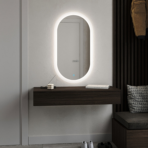 Дзеркало з LED-підсвіткою для вітальні або ванної Ліон 1200×600, Cенсорне управління Moreli