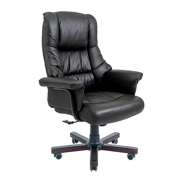 Кресло Richman Конгресс Вуд M-2 Широкий (Anyfix Wide) Кожа Люкс Черная Richman