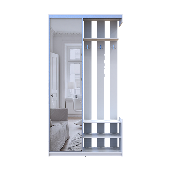 Передпокій City One Door Білий 1 Дзеркало 110х45х210 Doros