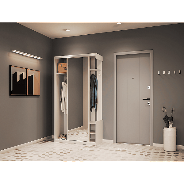 Передпокій City One Door Білий 1 Дзеркало 110х45х210 Doros