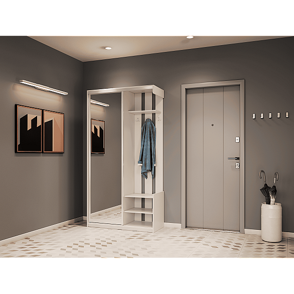 Передпокій City One Door Білий 1 Дзеркало 110х45х210 Doros