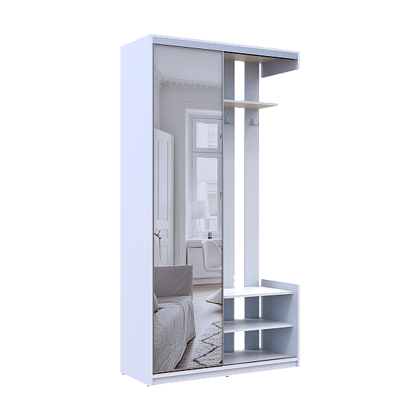 Передпокій City One Door Білий 1 Дзеркало 110х45х210 Doros