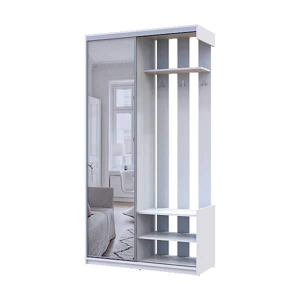 Передпокій City One Door Білий 1 Дзеркало 110х45х210 Doros