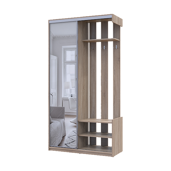 Передпокій City One Door Дуб Cонома 1 Дзеркало 110х45х210 Doros