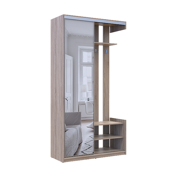 Передпокій City One Door Дуб Cонома 1 Дзеркало 110х45х210 Doros