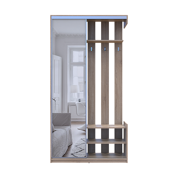 Передпокій City One Door Дуб Cонома 1 Дзеркало 110х45х210 Doros