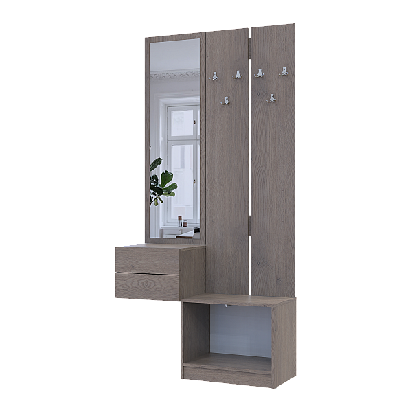Прихожая Сола 2+3 Канноло/Кашемир ДСП/зеркало 105х40х215 Doros