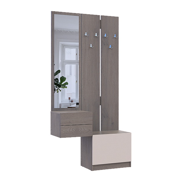 Прихожая Сола 2+3 Канноло/Кашемир ДСП/зеркало 105х40х215 Doros