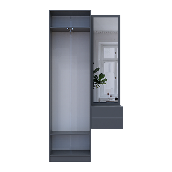 Прихожая Сола 1+2 Графит/Серый ДСП/зеркало 105х40х215 Doros