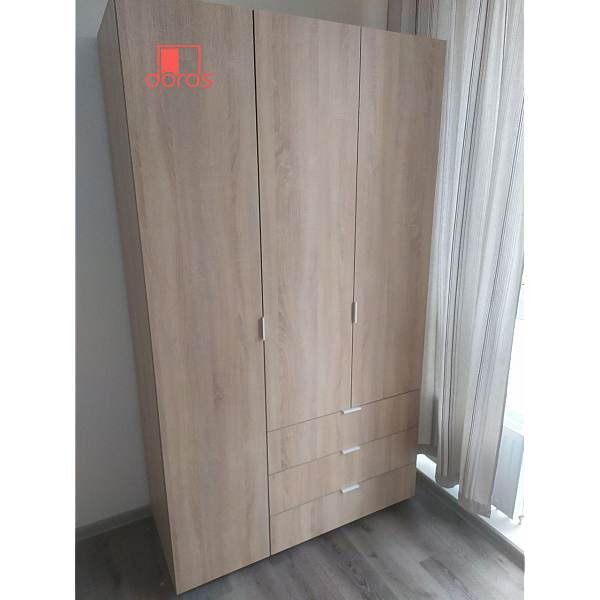 Розпашна Шафа для одягу Гелар Дуб Cонома 3 ДСП 116,2х49,5х203,4 Doros