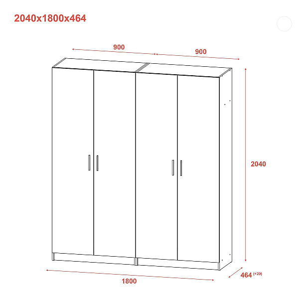 Комплект Промо з полицями Кашемір 2+2 ДСП 180х48х204 Doros