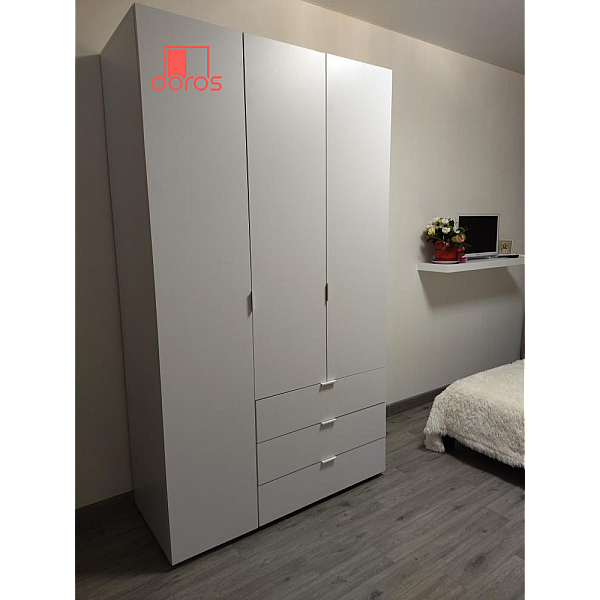 Розпашна Шафа для одягу Гелар Білий 3 ДСП 116,2х49,5х203,4 Doros