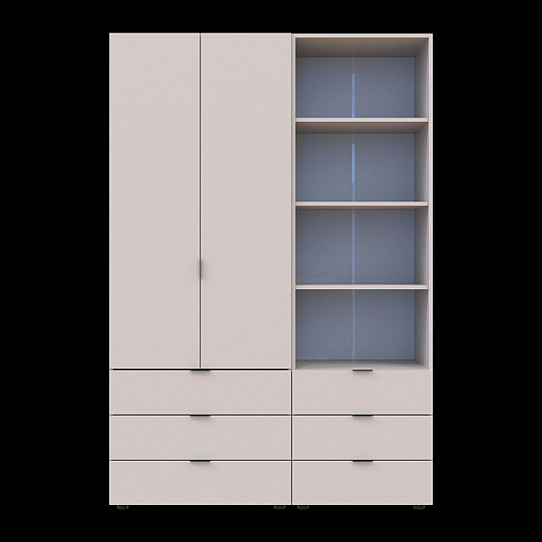 Шкаф для одежды Гелар Кашемир 2ДСП с пеналом 137.5х49.5х203.4 Doros