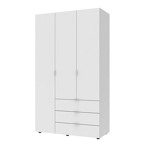 Розпашна Шафа для одягу Гелар Білий 3 ДСП 116,2х49,5х203,4 Doros