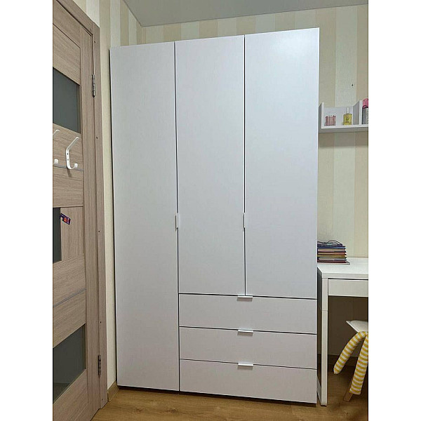 Розпашна Шафа для одягу Гелар Білий 3 ДСП 116,2х49,5х203,4 Doros