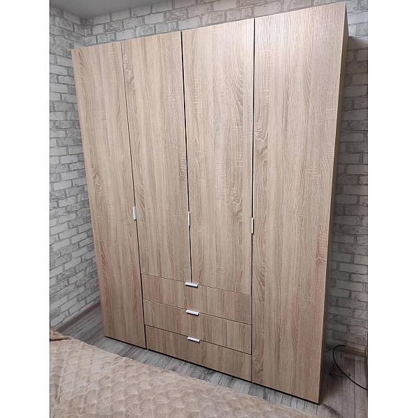 Розпашна Шафа для одягу Гелар Дуб Cонома 4 ДСП 155х49,5х203,4 Doros