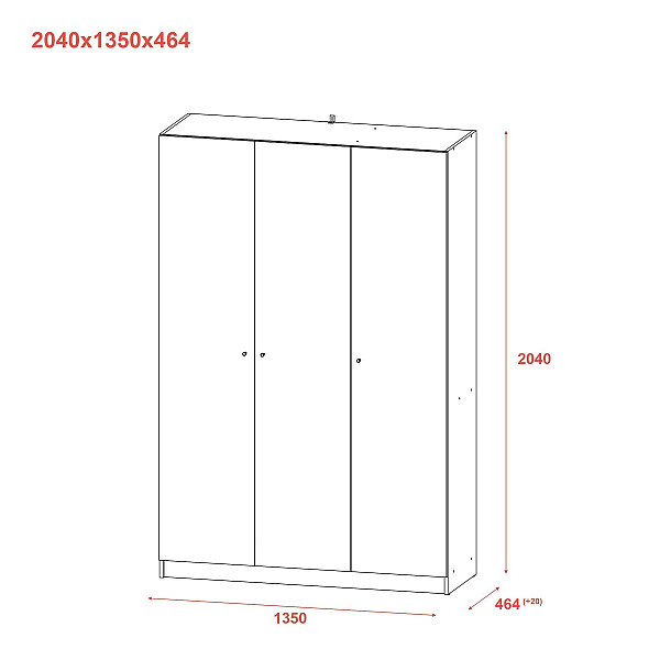 Шафа для одягу Promo Графіт Графіт 3 ДСП 135х48х204 Doros