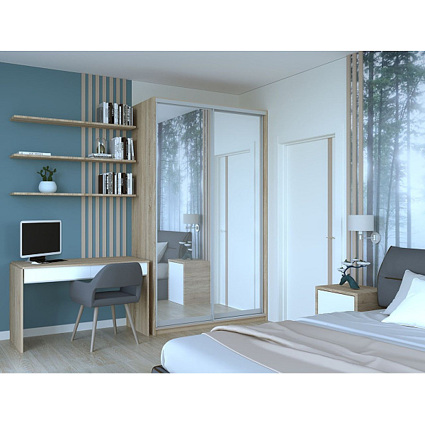 Шкаф купе Сити 24 Дуб Cонома 2 Зеркала 140х60х240 Doros