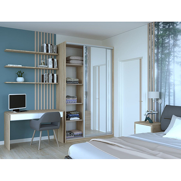 Шкаф купе Сити 24 Дуб Cонома 2 Зеркала 140х60х240 Doros
