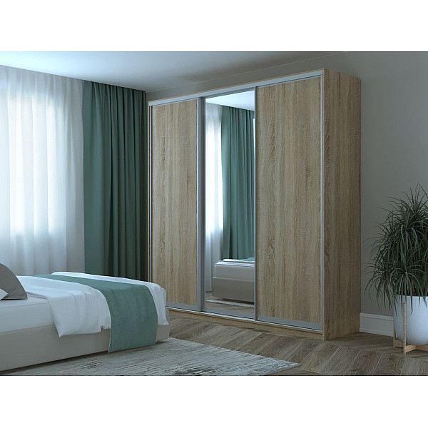 Шкаф купе Сити 24 Дуб Cонома 2 ДСП / 1 Зеркало 238х60х240 Doros