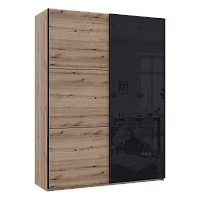 Шкаф купе G-Caiser Дуб Эвок / Черный 1 ДСП / 1 Стекло / 3 части 180х60х240 Doros