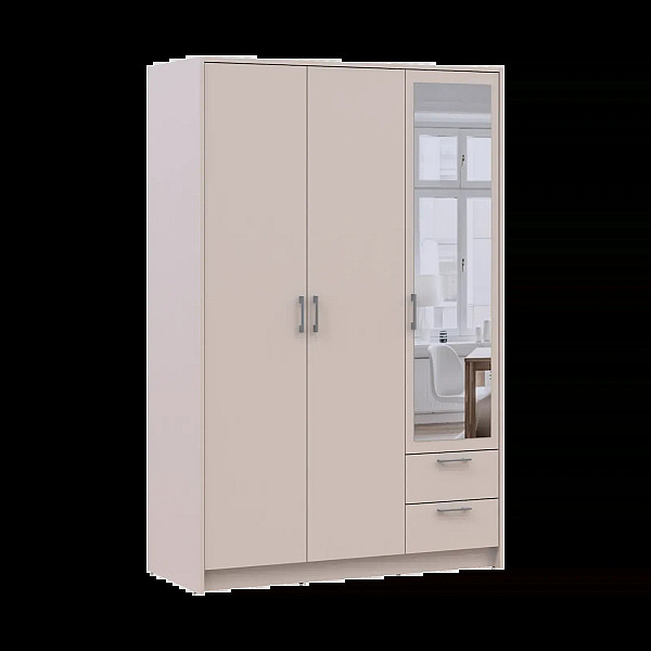 Шкаф для одежды Ронди с зеркалом Кашемир 3 ДСП 121х52х195 Doros