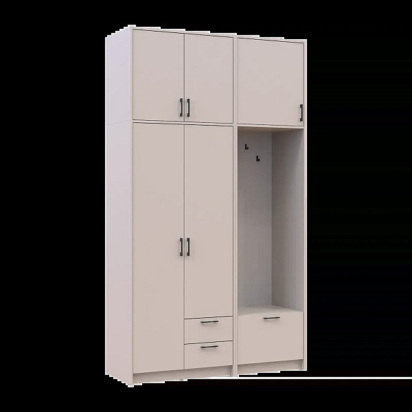 Шкаф для одежды Ронди с вешалкой и высокой антресолей Кашемир 2 ДСП 142х52х260 Doros