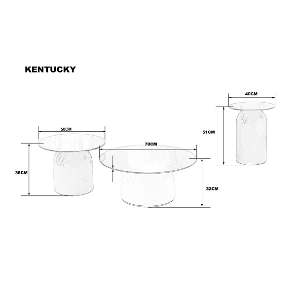 Журнальный столик KENTUCKY Серое стекло / Цветные (комплект) Intarsio