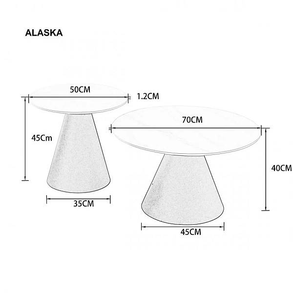 Журнальный столик ALASKA Серый глянец / Черный (комплект) 70 см. &Д. 50 см. Intarsio
