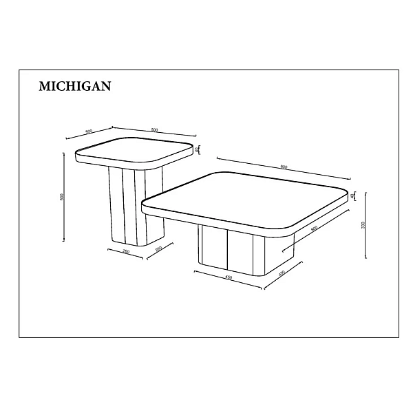 Журнальный столик MICHIGAN белый глянец/черный (комплект) Intarsio