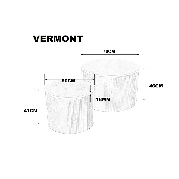 Журнальный столик VERMONT Серый эф. мрамора / Дуб (комплект) Intarsio