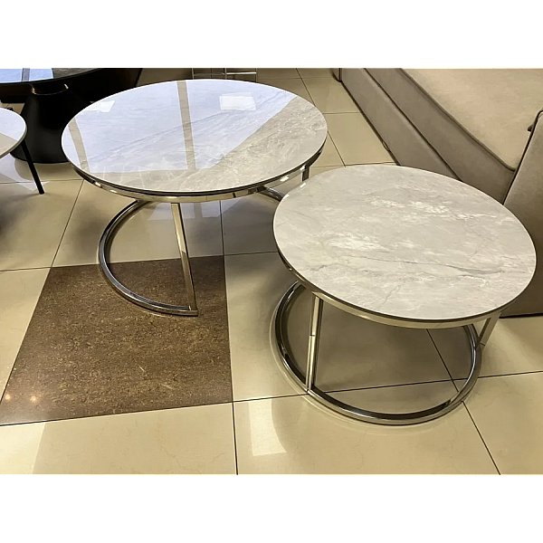 Журнальный столик ALABAMA B серый глянец эф.мрамора/серебряный (комплект) Intarsio