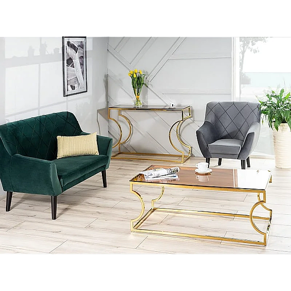 Журнальный столик KENZO A стекло дымчатое янтарное / золото 120X60 KENZOACTZL Signal