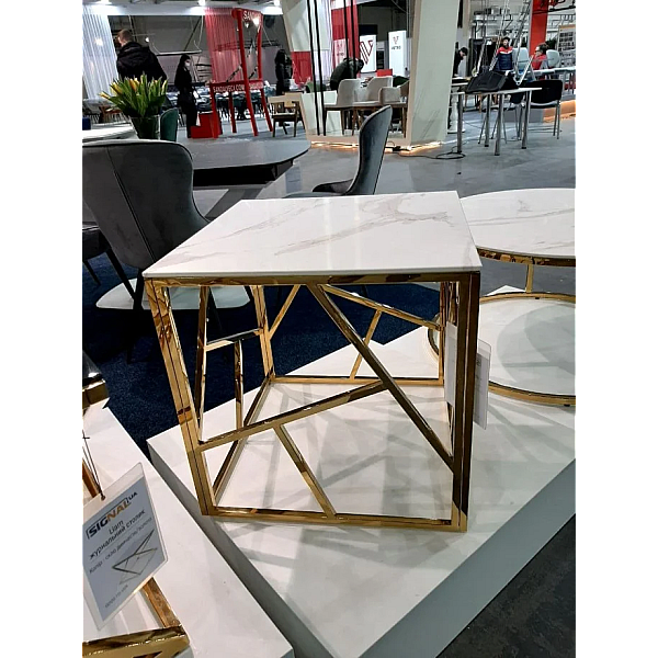 Журнальный столик ESCADA B II белый эффект мрамора / золото 55X55 ESCADABMAZL Signal