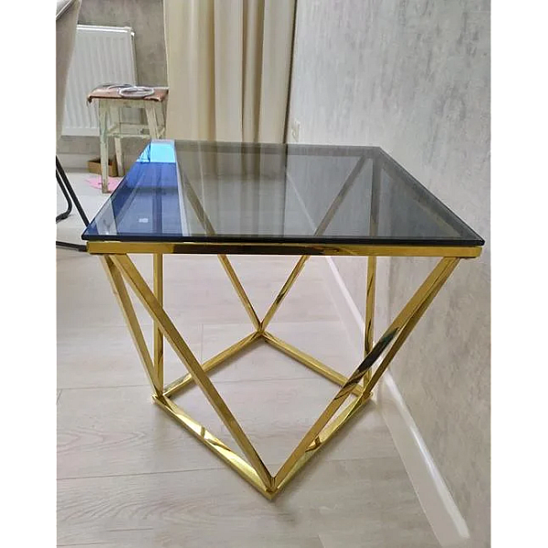 Журнальный столик SILVER B стекло димчасте / золото 50X50 SILVERBCZL Signal