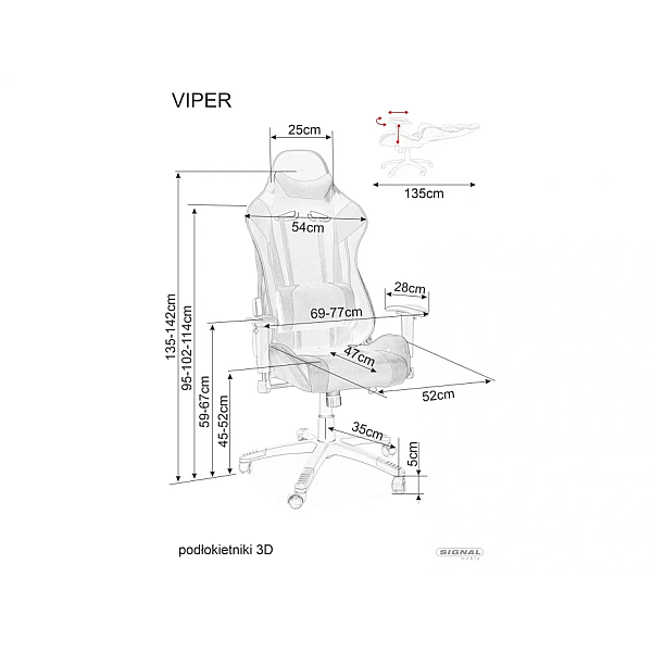 Геймерское компьютерное кресло Viper Черный / Серый OBRVIPERCSZ Signal