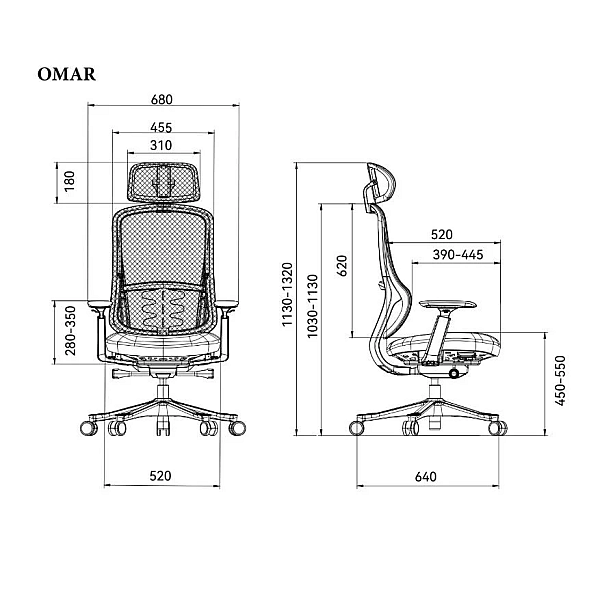 Кресло офисное OMAR серая ткань/серый каркас Intarsio