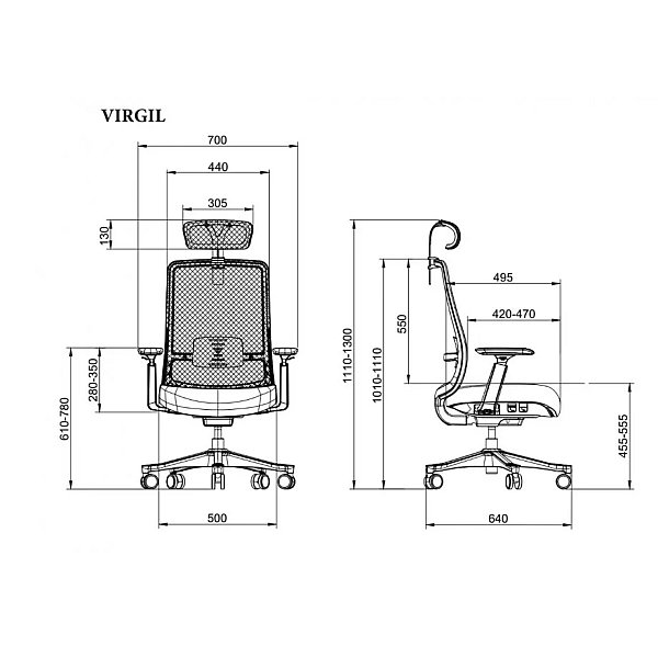 Кресло офисное VIRGIL черная ткань/черный каркас Intarsio