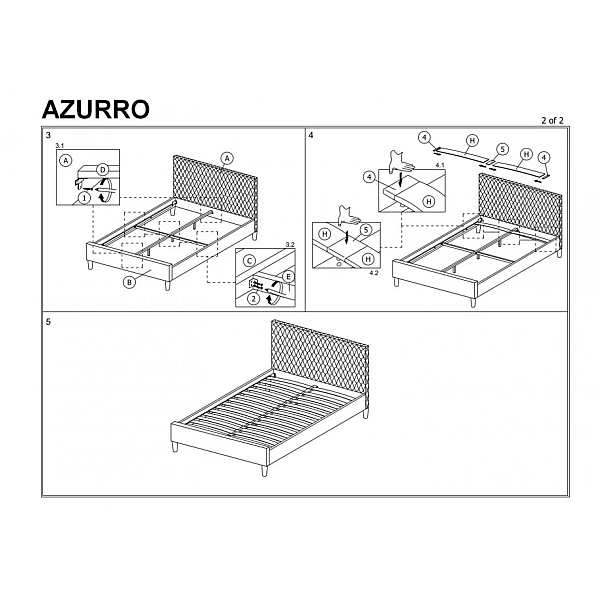 Двуспальная кровать Azurro Velvet 160X200 Серый AZURROV160SZD Signal