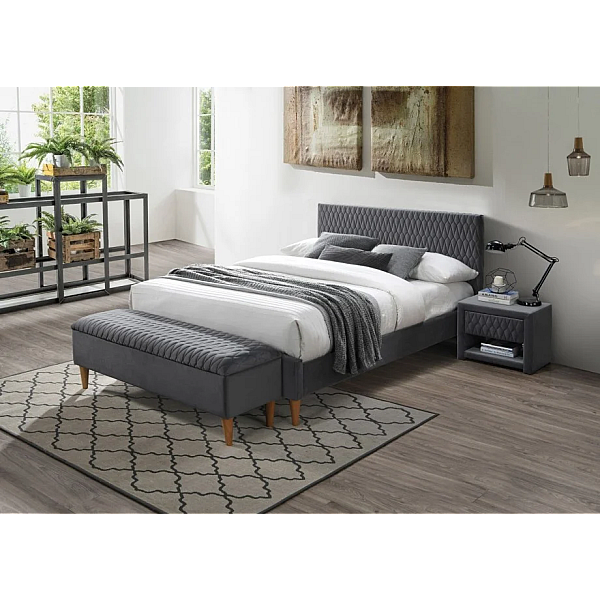 Двуспальная кровать Azurro Velvet 160X200 Серый AZURROV160SZD Signal