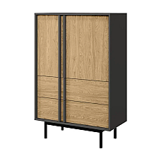 Витрина ALSY REG 5 83х127х43 антрацит / дуб Jurek