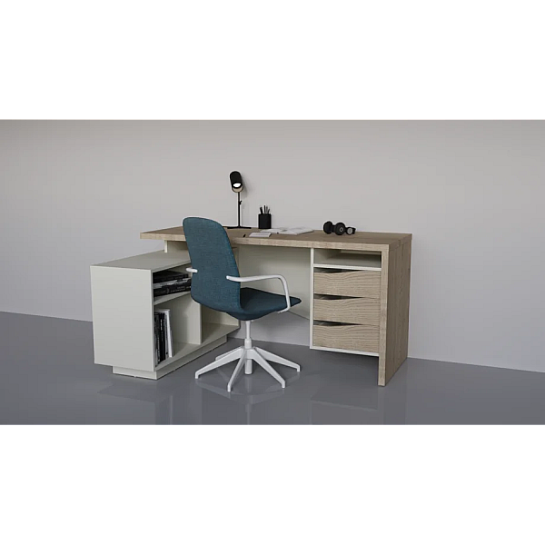 Письменный стол CONNECT 3 L SK 157×78 см. Дуб кремона котта / Стоун беж Intarsio