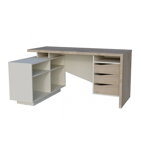 Письменный стол CONNECT 3 L SK 157×78 см. Дуб кремона котта / Стоун беж Intarsio