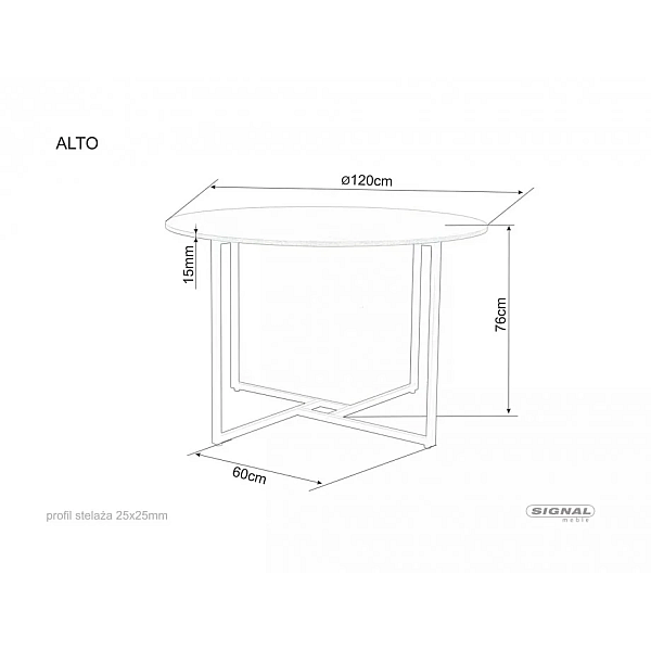Стол обеденный ALTO дуб/черный д.120 ALTODC Signal