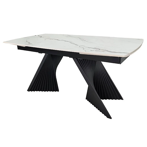 Обеденный раскладной стол EDMUND CERAMIC 160(240)*90 белый мат/черный Intarsio