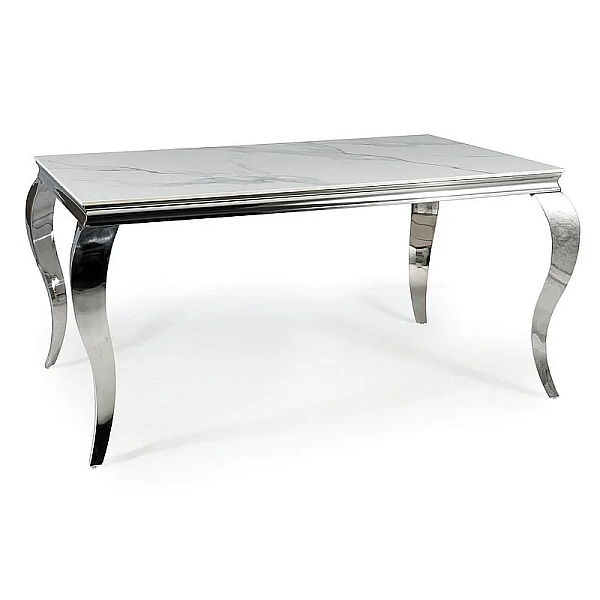 Обеденный стол PRINCE CERAMIC 150*90 белый CALACATTA/хром PRINCEBCH150 Signal