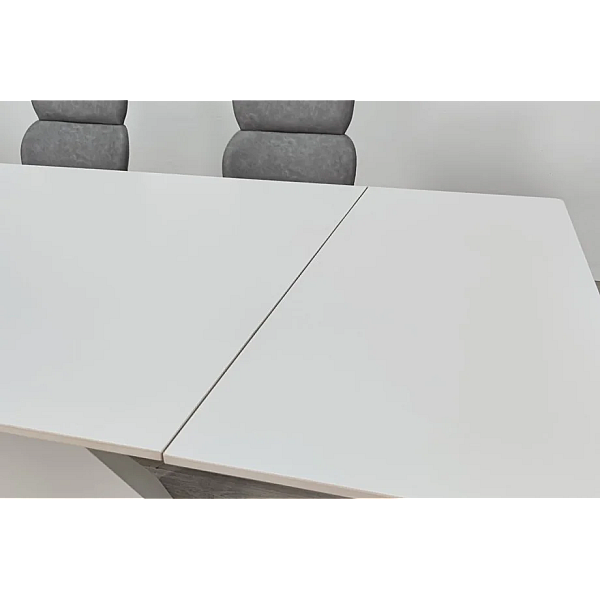 Обеденный раскладной стол LAURA CERAMIC 160(240)*90 белый мат/белый Intarsio