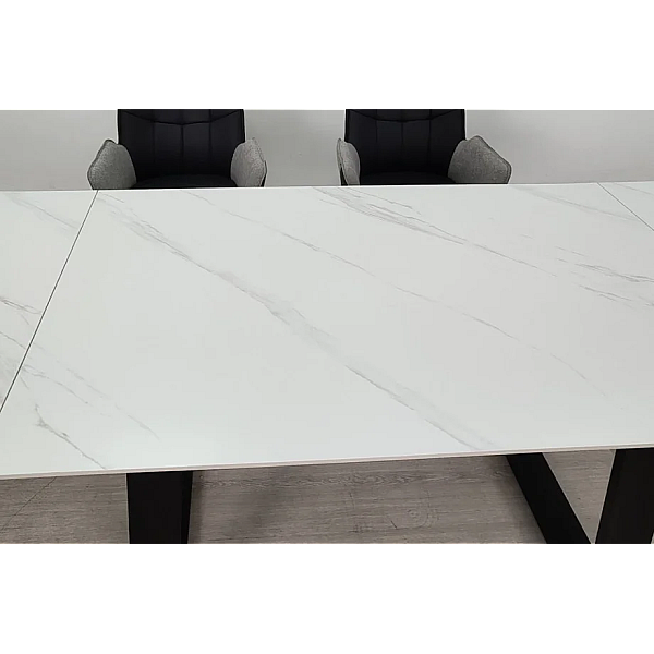 Стол обеденный раскладной BERNARD CERAMIC 140(200)*90 белый мат/черный Intarsio