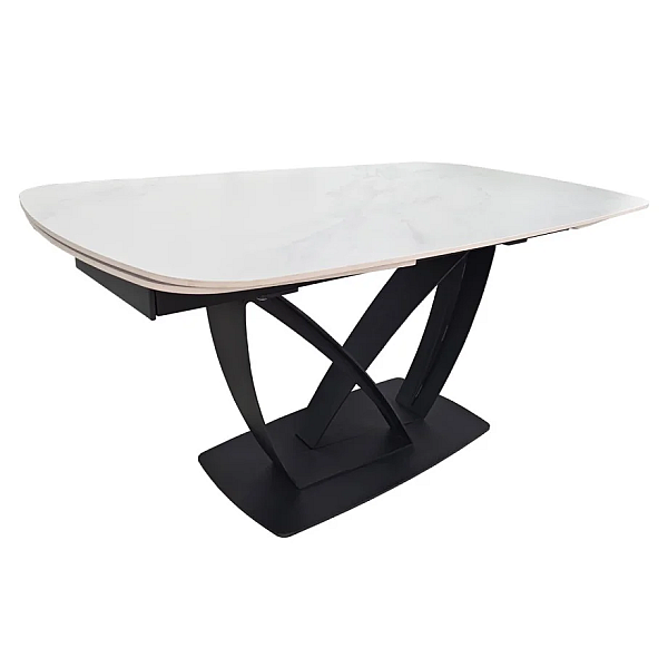 Обеденный раскладной стол TYLER CERAMIC 160(240)*90 белый мат/черный Intarsio
